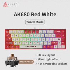 AJAZZ AK680 wired mechanical gaming keyboard double-pin keycap 68-key full-key hot-swappable mixed color lighting effect