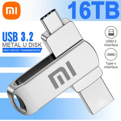 محرك أقراص فلاش USB 3.2 من شاومي بسعة 16 تيرابايت، مقاوم للماء، نقل عالي السرعة، واجهة 2 في 1 من النوع سي، عالمي للهواتف المحمولة والكمبيوتر