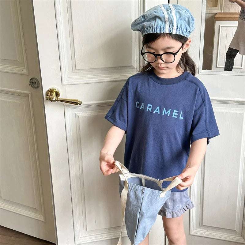 2025 Summer New Children Short Sleeve T Shirts Fashion Letter Print Boys Girls Casual T Shirts Baby Loose Tops Kids Tee Clothes