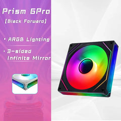 Jungle Leopard Prism 6 Pro ARGB PC Case Fan 120mm 3-sided Infinite Mirror 5V 3PIN Motherboard Lighting Sync 4PIN PWM
