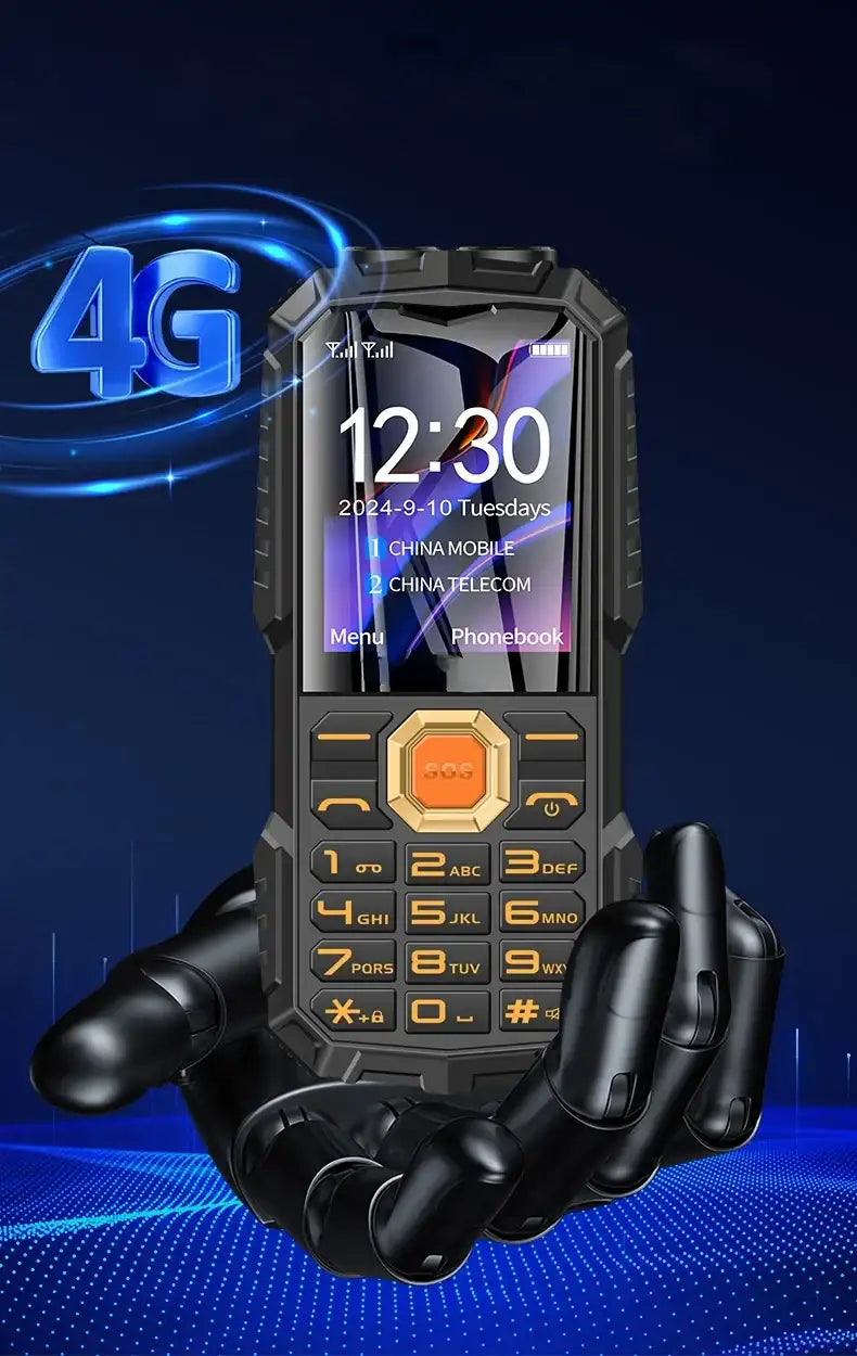 4G LTE Senior Flip Phone for Elderly Large Buttons Powerbank Long Standby SOS Call LED Light Loud Sound Fast Dial