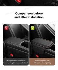 BLALION Leather Car Armrest Box Pad Memory Foam Center Console Arm Rest Protector Cover with Storage Pocket Elbow Rest Cushion
