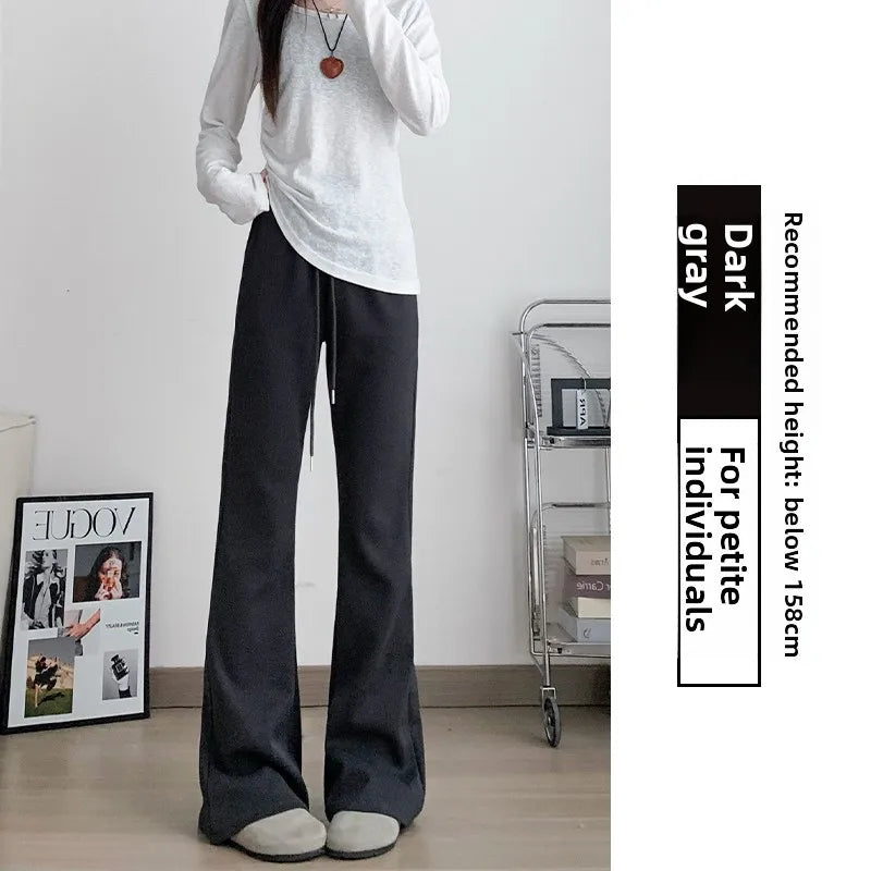 ay High Waist Bell Bot Pants Women's Summer 2025 New Casual Sports Sweatpants Small Size Slimming  Hoof Pants