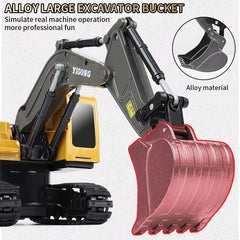Four-Wheel Drive Remote Control Excavator 4x4 Alloy Dump Truck Excavator Loader Model Construction Vehicle Toy Children's Gift