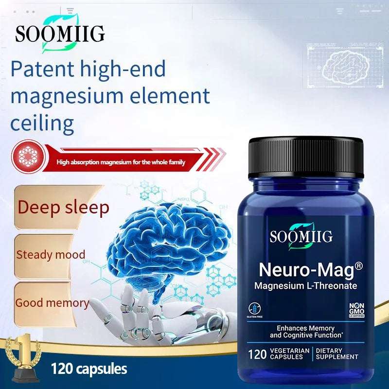 Magnesium Threonate 2000 Mg Capsules, High Absorption Rate, Support Brain Memory and Cognitive Supplement, Relieve Stress