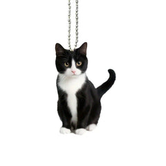 2D Acrylic Plush Black And White Kitty Cat Small Decoration Pendant, Perfect Car & Bag Accessories