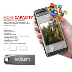 محرك أقراص فلاش USB 3.0 من لينوفو، محرك أقراص USB عالي السرعة بسعة 2 تيرابايت، محرك أقراص USB معدني مقاوم للماء بسعة 1 تيرابايت، ذاكرة USB من النوع C بسعة 512 جيجابايت، عصا USB للمنزل الذكي