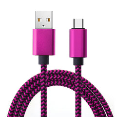 كابل USB من النوع C لمزامنة البيانات 2.4 أمبير سريع الشحن 1 متر 2 متر 3 متر كابل شاحن مضفر من النايلون لهاتف Samsung Huawei Android المحمول
