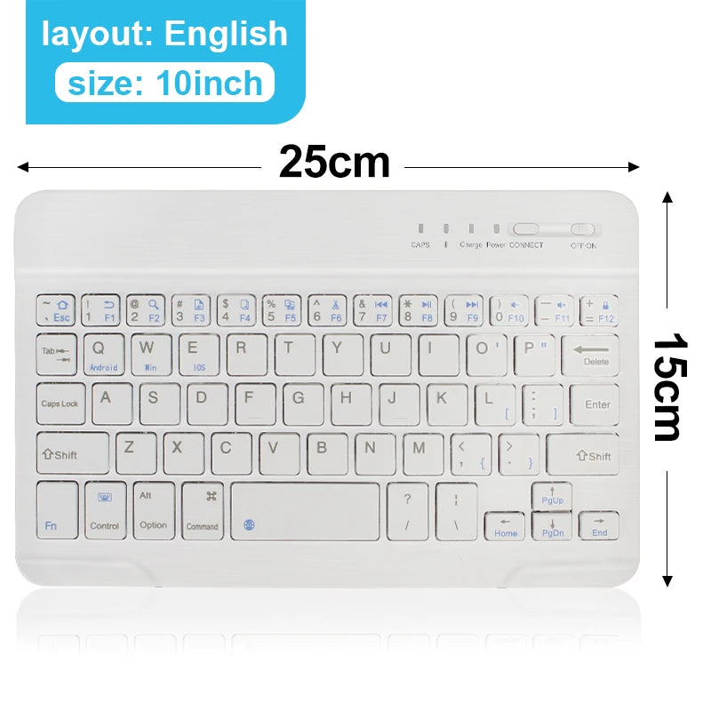 7/10inch Bluetooth Keyboard Wireless Keyboard Bluetooth Mini English Russian Keyboard Rechargeable For ipad Phone Tablet