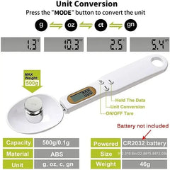 500g/0.1g Weight Measuring Spoon Portable LCD Digital Kitchen Scale Electronic Food Measuring Spoon Scale Kitchen Tool for Food