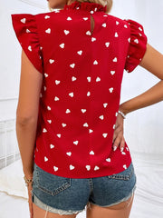 Fashion Chiffon Print Women's Shirt Casual Ruffle Short Sleeve Top Pink Chic Woman Blouse And Shirts Elegant Blouses Summer 2024