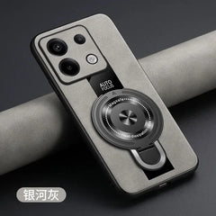 Case for Xiaomi Poco X7 pro magnetic ring holder luxury silicone sheepskin leather plexiglass Pu premium shockproof back cover