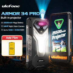 【العرض العالمي الأول】هاتف Ulefone Armor 34 Pro 5G AI المتين، بسعة 25500 مللي أمبير/ساعة، وذاكرة داخلية تصل إلى 32 جيجابايت + 512 جيجابايت، وجهاز عرض مدمج، وتردد 120 هرتز، وشاشة 6.95 بوصة، وتقنية NFC