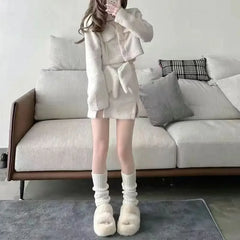 42/52/72cm Leg Warmers Lolita Socks Y2K Knitted Warm Foot Cover White Black Warmer Lady Autumn Winter Crochet Sock Boot Cuffs