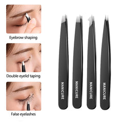 4pcs Tweezers Set - Professional Stainless Steel Tweezers For Eyebrows - Great Precision For Facial Hair, Splinter And Ingrown