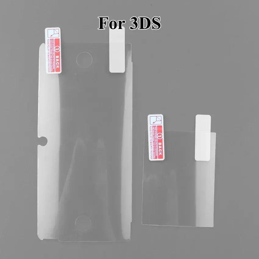 Clear LCD screen protector film set for 3DS, two pieces with white tabs
