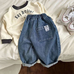 Boys Girls Toddlers Loose Pants Fashion Summer Baby Boys and Girls Baby Foreign Denim Pants New Arrival 2025