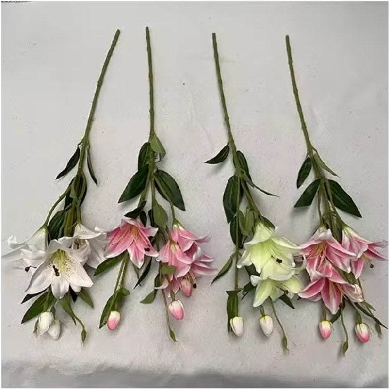 Small 7-Head Dark Pink Lily Artificial Flowers in Elegant Casing for Home Décor