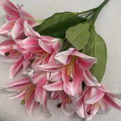 Small 7-Head Dark Pink Lily Artificial Flowers in Elegant Casing for Home Décor