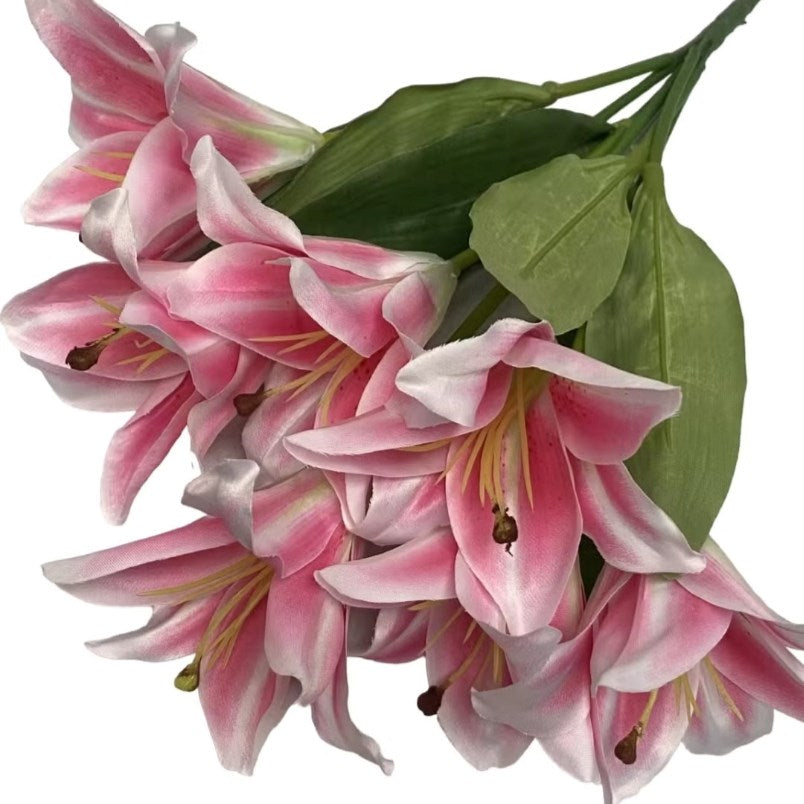 Small 7-Head Dark Pink Lily Artificial Flowers in Elegant Casing for Home Décor