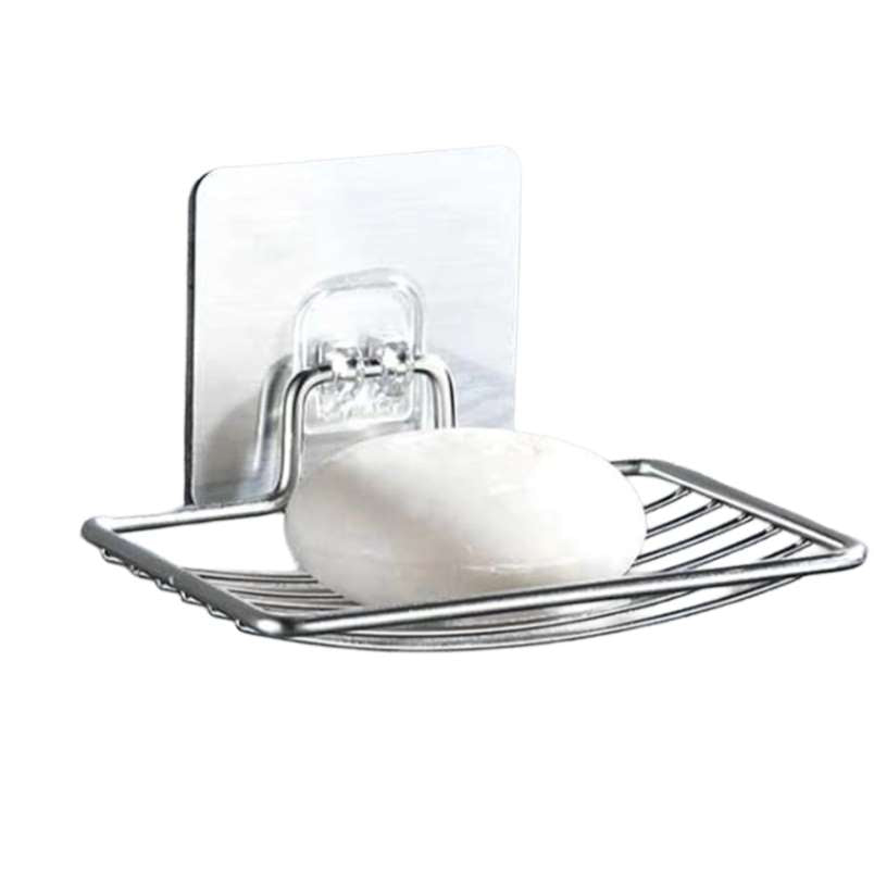 Stainless Steel Wall-Mounted Soap Rack – No Drilling, No Nails