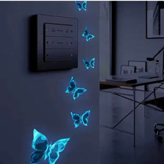 6PC Blue Luminous Butterfly Switch Stickers – Glow in the Dark Wall Décor