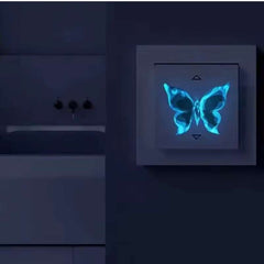 6PC Blue Luminous Butterfly Switch Stickers – Glow in the Dark Wall Décor