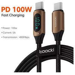 Toocki 100W Type-C to Type-C PD Fast Charging Cable with Display