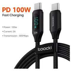 Toocki 100W Type-C to Type-C PD Fast Charging Cable with Display