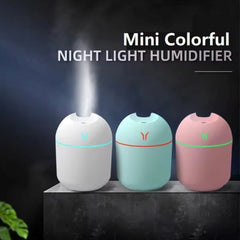 250ML USB Mini Air Humidifier & Aroma Diffuser – Quiet Mist Maker with LED Light for Home & Car