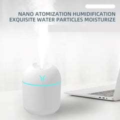 250ML USB Mini Air Humidifier & Aroma Diffuser – Quiet Mist Maker with LED Light for Home & Car