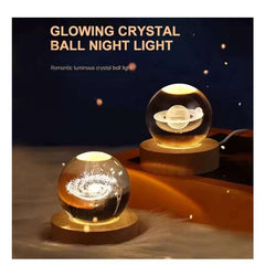 3D Crystal Ball Lamp – Galaxy & Planet Projections USB Night Light