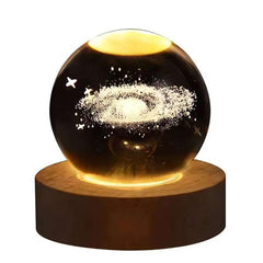 3D Crystal Ball Lamp – Galaxy & Planet Projections USB Night Light