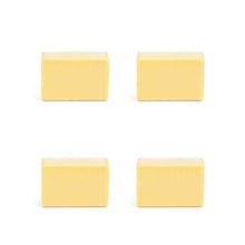 Set of four yellow block art erasers, rectangular shape