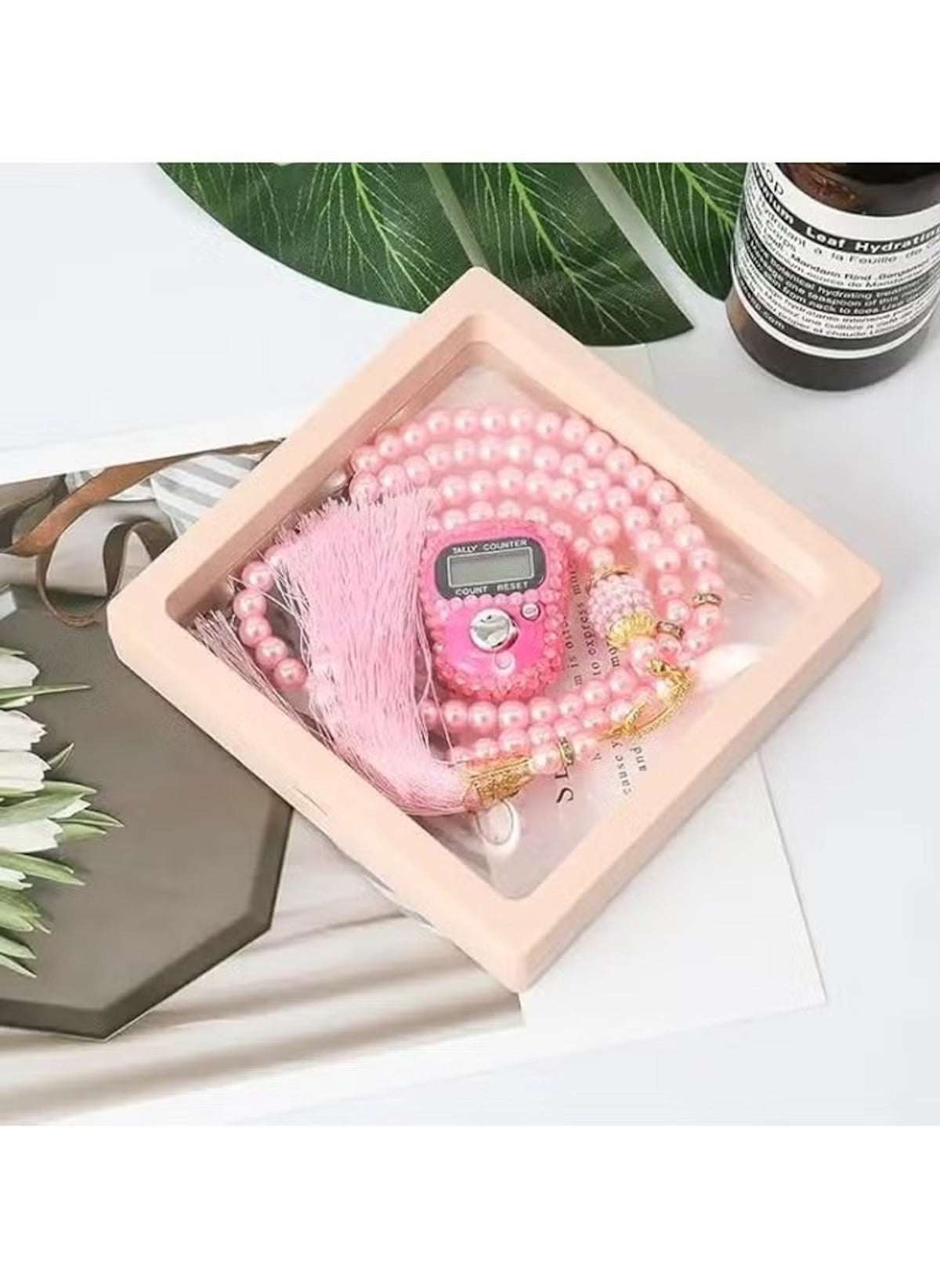 Huitich 99 Bead Glass Prayer Beads with Digital Tally Counter