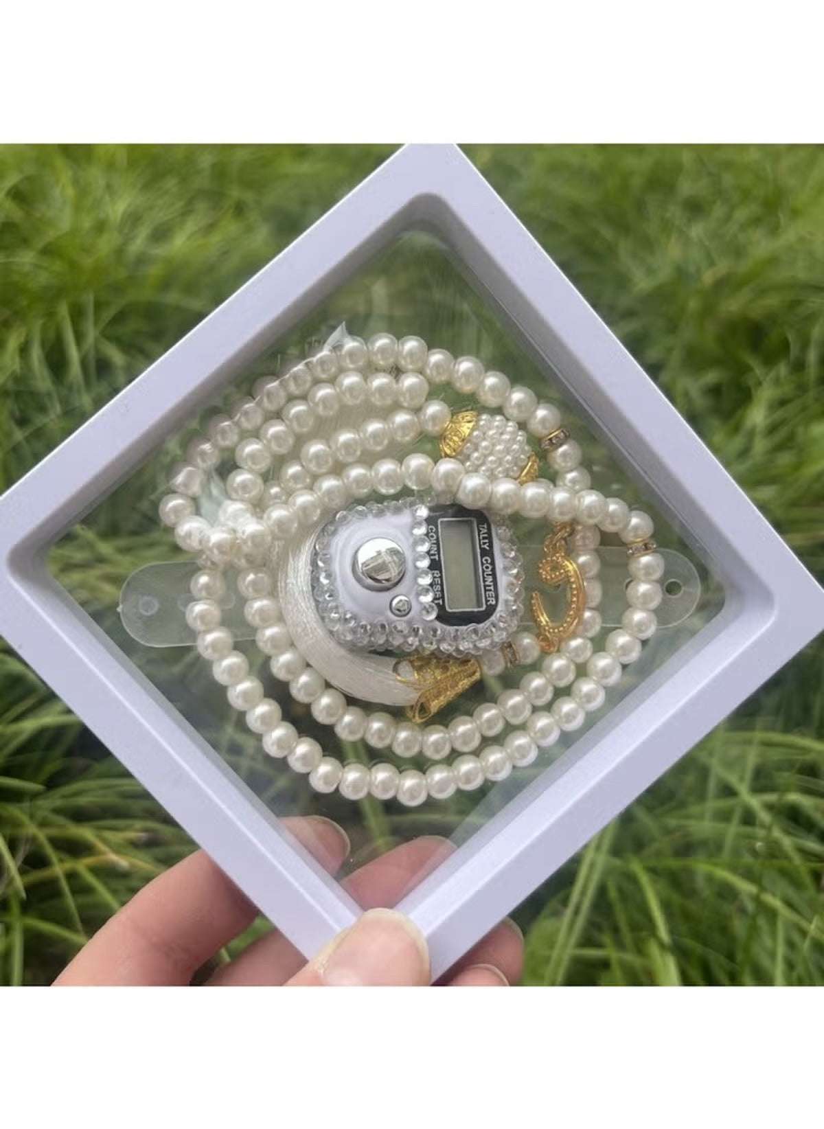 Huitich 99 Bead Glass Prayer Beads with Digital Tally Counter