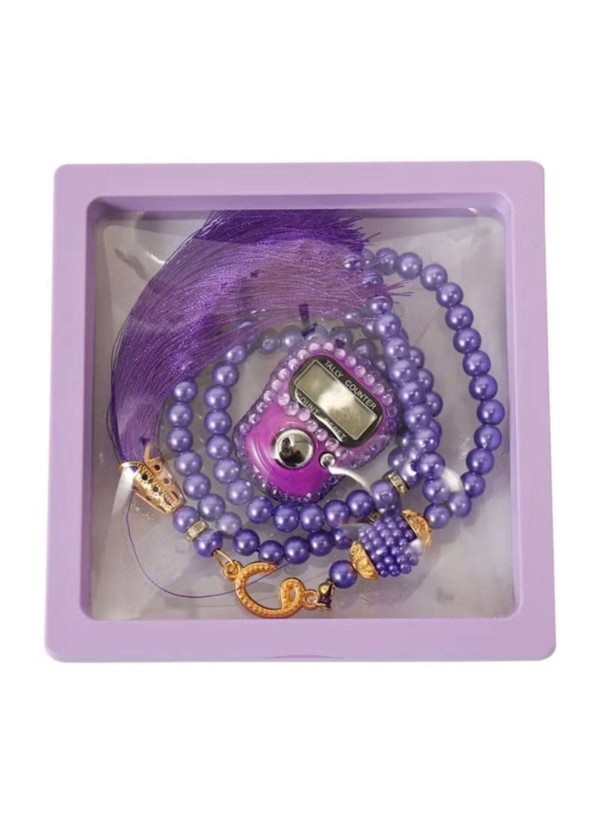 Huitich 99 Bead Glass Prayer Beads with Digital Tally Counter