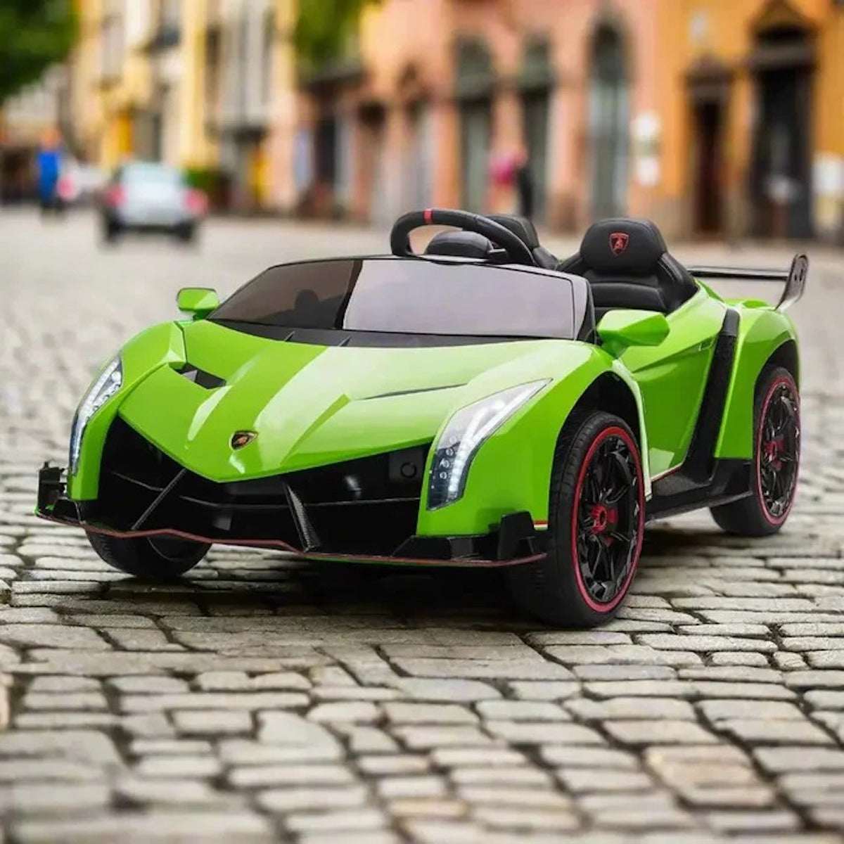 Factual Toys Lamborghini Veneno 2-Seater Licensed Ride-On Car – 12V Electric with Remote Control (Black & Green) - Mumzar
