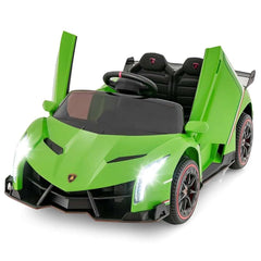 Factual Toys Lamborghini Veneno 2-Seater Licensed Ride-On Car – 12V Electric with Remote Control (Black & Green) - Mumzar