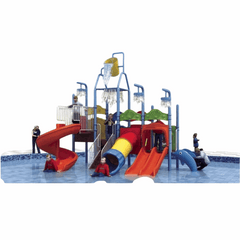 Water Playground with Spiral & Dual Slides – 580×370×450 cm