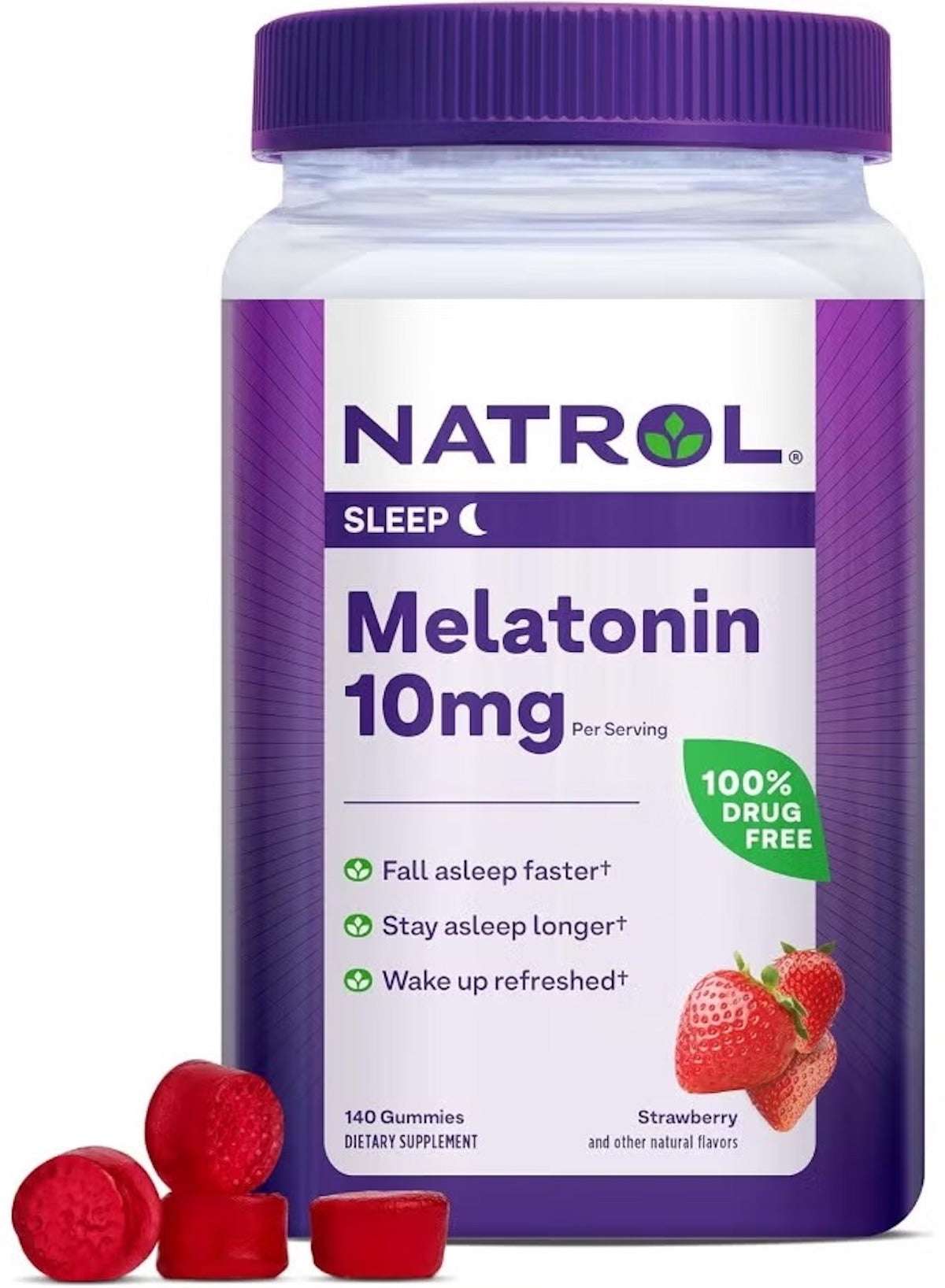 Melatonin Strawberry Flavor 10mg – 140 Gummies (Packaging May Vary)