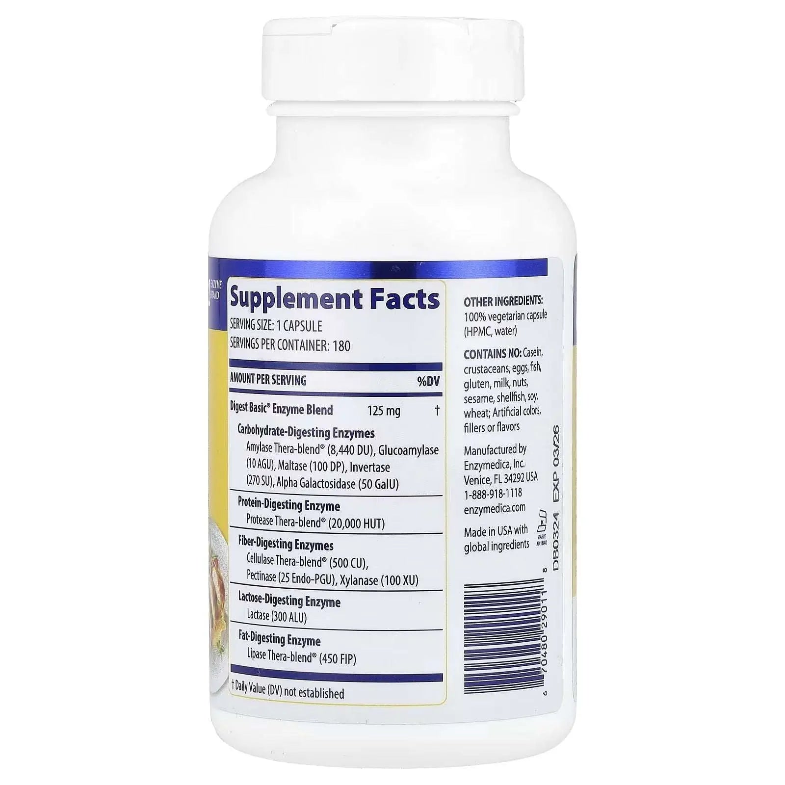 Enzymedica Digest Basic® – 180 Capsules