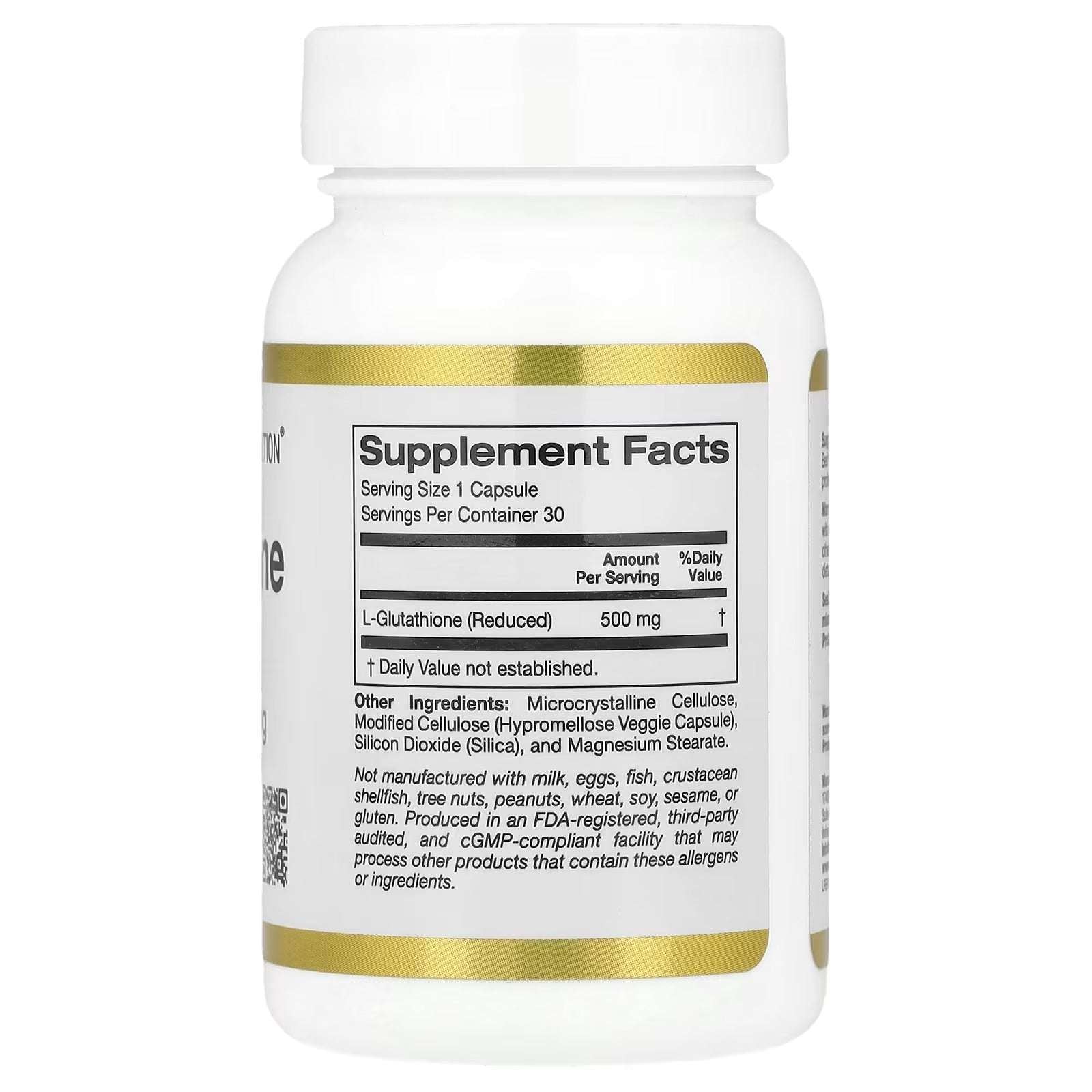 California Gold Nutrition L-Glutathione (Reduced) – 500 mg, 30 Veg Capsules - Mumzar