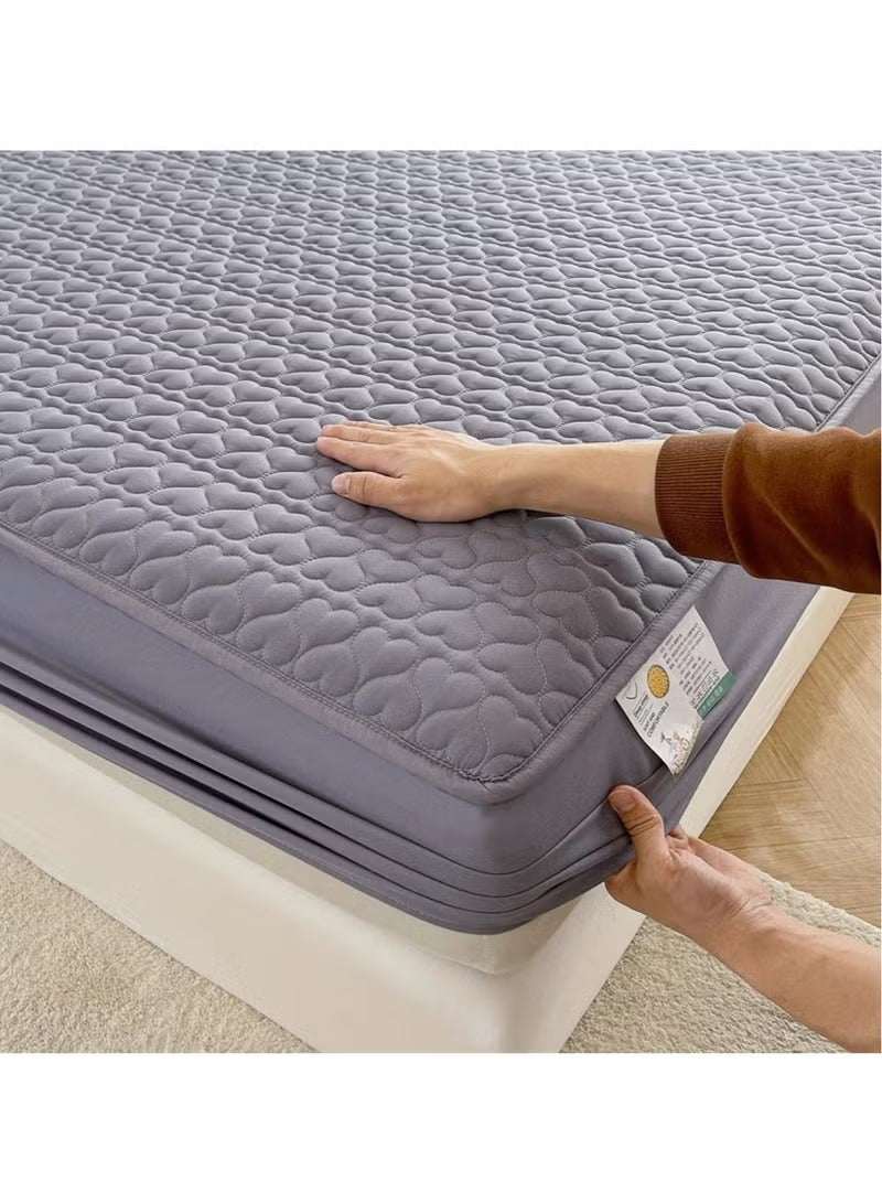 Waterproof Fitted Bedding Topper Set – Dark Grey | Mattress & Pillow Protector with 2 Pillowcases (Multiple Sizes)