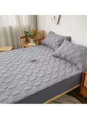 Waterproof Fitted Bedding Topper Set – Dark Grey | Mattress & Pillow Protector with 2 Pillowcases (Multiple Sizes)