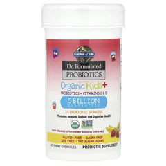 Garden of Life Dr. Formulated Probiotics Organic Kids+ – Strawberry Banana, 30 Chewables - Mumzar