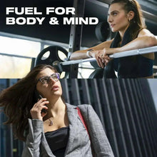 Gym lifestyle promotional image of two women, one holding a barbell