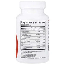 Dietary supplement bottle back with Supplement Facts panel and vegetarian capsule ingredients