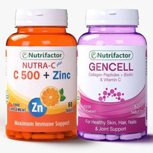 Nutrifactor supplement bundle: orange Nutra-C Plus C500 + Zinc and purple GEN CELL bottle