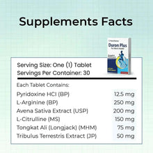 Supplement facts panel listing serving size, servings, and ingredients with mg amounts